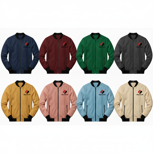 <b>Men</b>’s PU Leather Bomber <b>Jacket</b> Custom Logo Red Casual Zipper <b>Lightweight</b> Fashion Outerwear - Product Image 5