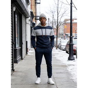Conjunto Deportivo de Algodón para Hombre, Sudadera con Capucha y Pantalones Deportivos, Estilo Informal para Gimnasio, Correr, Uso Diario - Product Image 3