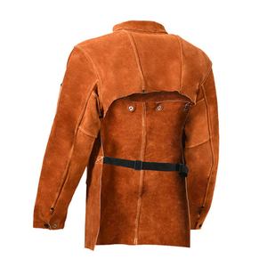 เสื้อแจ็คเก็ตเชื่อมทนไฟ ทำจากหนังบุด้วยผ้าฝ้าย เสื้อคลุมเชื่อมสำหรับลูกค้าที่ต้องการเสื้อแจ็คเก็ตเชื่อมสำหรับผู้ชายและผู้หญิง - Product Image 4