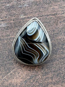 Bague en argent sterling 925 faite à la main avec cadeau d'anniversaire en agate du Botswana naturelle pour elle - Product Image 3