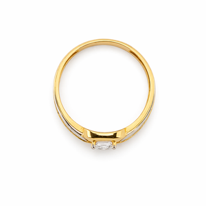 Mens 18KT Yellow Gold Emerald Cut Cubic Zirconia Solitaire <b>Ring</b> Two Tone <b>Split</b> Shank Band Wedding Party Engagement Gift Jewelry - Product Image 3