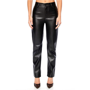 Pantalones de Moda 2025 para Mujer, de Cuero Genuino, Estilo Urbano, Cintura Alta, Frente Plano, con Lazo de Encaje, Transpirables, Ecológicos, Precio Razonable - Product Image 4