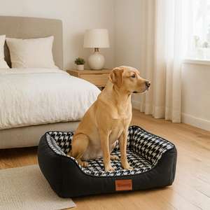 Cuccia per Animali Yommy con Elegante Design Pied-de-Poule, Morbida e Calda con Base Antiscivolo, Disponibile in 3 Misure - Product Image 2