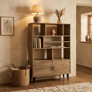 Lily Modern <b>Solid</b> <b>Wood</b> Eco-Friendly <b>Bookcase</b> with Natural Finish for Home Hotel & Farmhouse Interior Projects - Product Image 2