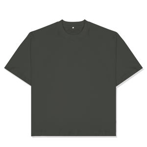 Camiseta de Manga Corta con Cuello Redondo para Hombre, Color Marrón, Corte Regular, Informal, de Color Sólido, Tejido de Punto de Algodón - Product Image 3