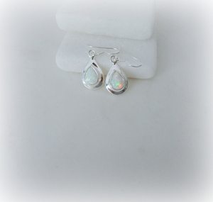 Boucles d'oreilles en opale blanche, argent sterling, opale scintillante, bijoux pierre de naissance d'octobre, cadeau élégant pour elle - Product Image 6
