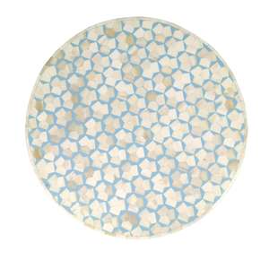 โต๊ะกาแฟทรงกลมฝังกระดูกทำมือพร้อมฐานลายเส้นอินเดีย โต๊ะกลางสไตล์โบโฮ ประดับมุกและกระดูกอูฐ - Product Image 1