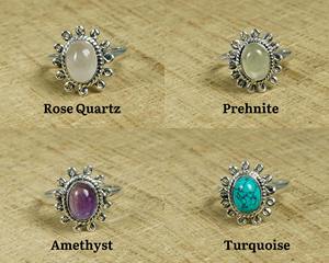 Anillo de piedras preciosas chapado en plata de ley 925, lapislázuli, rubí, turquesa, ovalado de 6x8 mm, para mujer. - Product Image 2