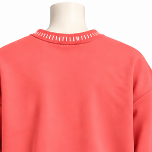 Mens <b>Coral</b> Stitched Border Distressed Crewneck Sweatshirt Oversized Pullover Long Sleeve Casual Streetwear Everyday Fashion <b>Top</b> - Product Image 5