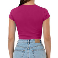 T-shirt court de sport pour femme à manches courtes et col rond, sans couture, haute performance pour la gym et l'exercice