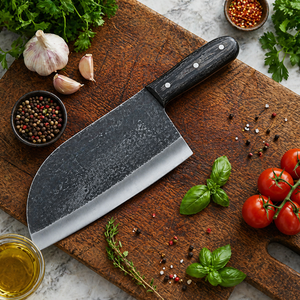 Couteau à découper ambidextre artisanal de 7 pouces en acier à haute teneur en carbone avec manche en bois et étui en cuir, compatible lave-vaisselle - Product Image 1
