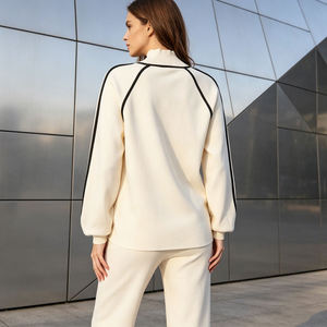 Ensemble de survêtement personnalisé pour femme, vierge, mi-lourd, avec sweat-shirt à col montant et pantalon large, style streetwear et loungewear, coupe ample, imprimé, pour l'hiver - Product Image 6