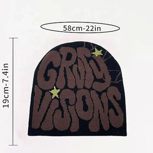Custom Printing Y2K Jacquard Short Beanies Winter Knitted <b>Hats</b> Designer Cap Distressed Street Style <b>Hat</b> Wholesale Skull Cap Men - Product Image 4