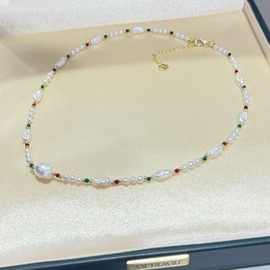 Collier baroque à perles de sept couleurs de style européen américain, collier de perles bohème tendance simple et élégant - Product Image 5