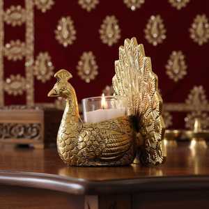 Iron Peacock <b>Tealight</b> <b>Holder</b> | Handmade Indian Home Decor Christmas & Easter Table Centerpiece - Product Image 2
