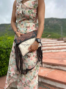 กระเป๋าถือหนังแบบมีพู่ที่คาดผมทำจากหนังขนเครื่องมือสำหรับผู้หญิงกระเป๋าคาดลำตัวหนังสีสันสดใสมีขนาดพอเหมาะ - Product Image 2