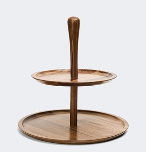 Soporte de Madera para Pastel de 2 Niveles, Color Madera Natural, Nuevo Soporte Clásico de Madera para Pastel para Hoteles y Fiestas - Product Image 3