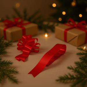 Fiocco Automatico Ilan 4,5x68 Cm con Nastro Rosso per Decorazione Regalo, Set da 4 Pezzi - Product Image 2