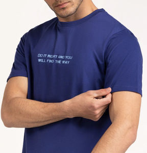 T-shirts pour hommes en coton 100% à col rond, manches courtes, coupe classique, couleur unie, décontractés - Product Image 5