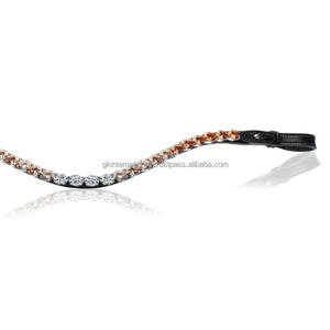 La mejor banda para cejas de caballo de cuero italiano con cristales redondos de colores, cadena ostentosa, banda para cejas de carreras de caballos para brida - Product Image 2