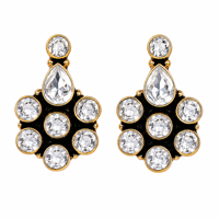 Wholesale Supplier Latest Collection Trendy Antique Gold-Plated Flower Stud <strong>Earrings</strong> Bezel Setting Engagement Gift <strong>Bulk</strong> Order