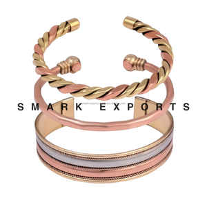 Pulsera magnética de cobre hecha a mano, diseño de acento de latón, brazalete cómodo duradero para aliviar el dolor, Equilibrio Energético, hombres y mujeres - Product Image 2