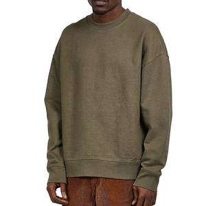 เสื้อสเวตเตอร์ผู้ชายแบบวินเทจ100% กรดคอกลมผ้าฝ้ายโอเวอร์ไซส์ออกแบบโลโก้ได้ตามต้องการ - Product Image 1