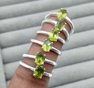Natural Moss Agate Faceted Oval Prong <b>Set</b> <b>Silver</b> Plated <b>Ring</b> Handmade Green Gemstone <b>Ring</b> for Women Wholesale Jewelry - Product Image 5