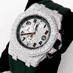 Reloj de Pulsera de Lujo con Diamantes de Moissanita Plateados, Corte Brillante Redondo, Automático, Mecánico, Resistente al Agua, Venta al por Mayor de Joyería - Product Image 3