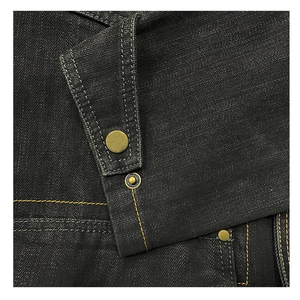 Chaqueta de Mezclilla Oscura para Hombre, Estilo Workwear, Cuello Camisero, Cierre de Cremallera, Múltiples Bolsillos, Material de Algodón, Ropa de Otoño - Product Image 5