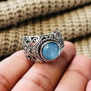 Trendy wholesale Blue Chalcedony Brass <b>Ring</b> Oxidized Silver Plated Butterfly Filigree <b>ring</b> <b>Statement</b> Bohemian Vintage <b>Ring</b> - Product Image 2