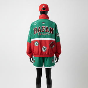 Conjunto corto cortavientos ligero para mujer, tela de nailon premium, estilo con paneles en contraste, logotipo personalizado con termoimpresión, ropa deportiva de talla grande - Product Image 2