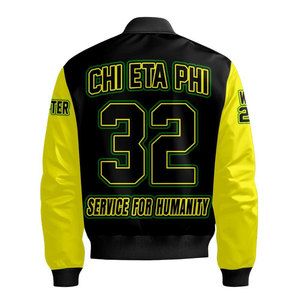 เสื้อแจ็คเก็ตบอมเบอร์สีขาวเขียวสำหรับผู้ชาย ยี่ห้อ Chi Eta Phi แบบซิปด้านหน้า สวมใส่สบาย กันลม ผลิตจากโพลีเอสเตอร์ พร้อมพิมพ์โลโก้ - Product Image 6