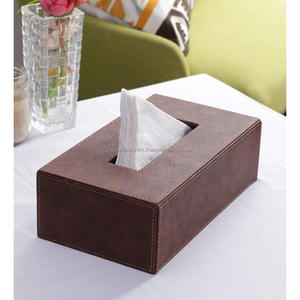 Boîte à mouchoirs artisanale en cuir véritable, décoration de table, boîte à serviettes antique et distributeur, prix de gros - Product Image 4