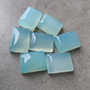 Cabujón Rectangular de Calcedonia Aqua Natural, Piedra Preciosa Suelta con Reverso Plano Calibrado, Suministro de Joyería, Todos los Tamaños Disponibles - Product Image 3