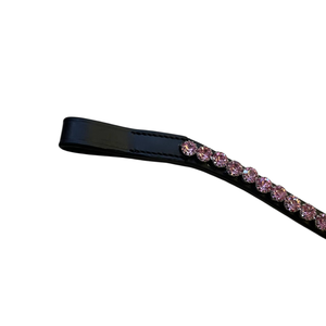 Luxury Pink Crystal Dressage Horse Browband Genuine Leather Curved Bling Browband Premium <b>Equestrian</b> Tack OEM ODM - Product Image 3