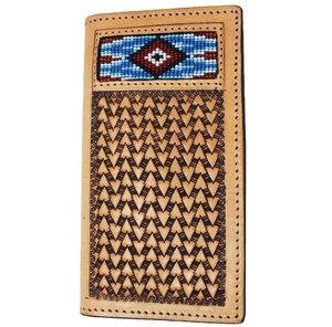 Cartera Larga de Cuero Genuino Estilo Bohemio con Diseño Floral Intrincado y Cierre de Cremallera Resistente - Product Image 1