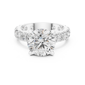 Anillo de Compromiso Aries Jewel con Diamante de 3 Quilates Cultivado en Laboratorio, Corte Redondo, Banda Clásica con Pavé, Oro de 14K, Certificado IGI VS E, para Aniversario o Boda - Product Image 6