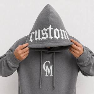 Sudadera con Capucha Negra Personalizada con Logotipo OEM para Hombre, 100% Algodón Tejido, Bordado Gótico, Estilo Urbano - Product Image 5