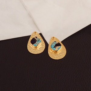 พลอยอเมทิสต์อัญมณีโมเฮาส์เครื่องประดับสี่เหลี่ยมลวดลายไม่เหมือนใครทำด้วยมือ18K ชุบทอง DIY ต่างหูสร้อยคอ - Product Image 4