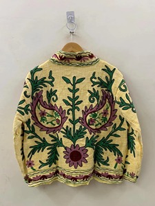 Poncho en coton brodé floral bohème avec col écharpe, manches longues, grande taille, vêtement d'extérieur pour femme, printemps - Product Image 3