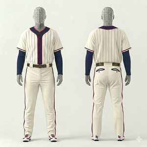 Custom <b>Baseball</b> Uniform Set Men's Striped Jersey Pants Breathable Polyester <b>Baseball</b> Collar Short Sleeve Team Apparel - Product Image 1