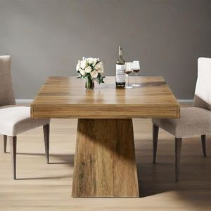 Farmhouse Style 31.5 Inch Small <b>Kitchen</b> <b>Table</b> <b>Square</b> Dining <b>Table</b> for 4 with Sturdy Pedestal Base - Product Image 1