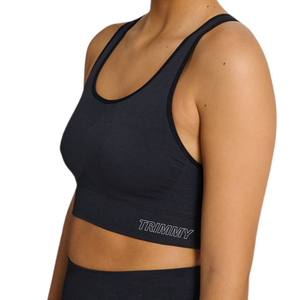 Soutien-gorge de sport TRIMMY pour filles, noir, sans coutures, maintien élevé, respirant, écologique, séchage rapide, logo avant, pour entraînement, yoga, gym - Product Image 3
