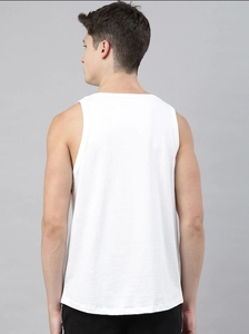 Men's White Sleeveless Tank Top With "When Others Quit Keep Going" Print O-Neck Casual Workout Wear Breathable Knitted Cotton - Product Image 4