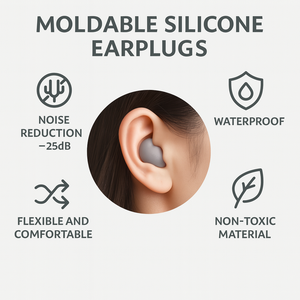 Reusable Soft Silicone <b>Foam</b> Earplugs with Push-In Insert Method for Sleeping - Product Image 2