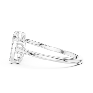 UNITY HEART Women's Lab Grown Diamond <b>Ring</b> Set 18KT White Gold Rhodium Plated Brilliant Cut Minimalist Engagement Party - Product Image 4