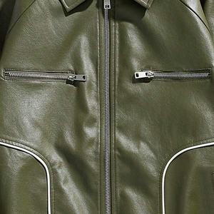 Veste en cuir décontractée pour homme, coupe-vent, style simple, haute qualité, personnalisable - Product Image 4