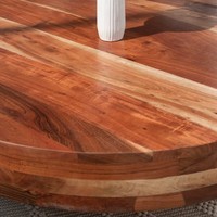 Table basse ronde en bois d'acacia Vandana Astra Grand pour les intérieurs de salons modernes
