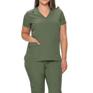 Ensemble de tenues médicales personnalisées pour femmes, extensible dans les 4 sens, col en V, manches courtes, uniforme d'infirmière, pantalon cargo jogger pour hôpital et clinique dentaire - Product Image 3